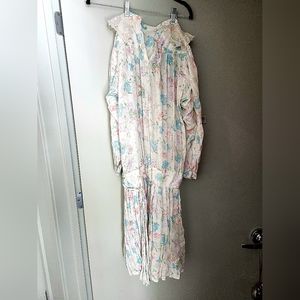 Vintage 1970s floral lace maxi dress